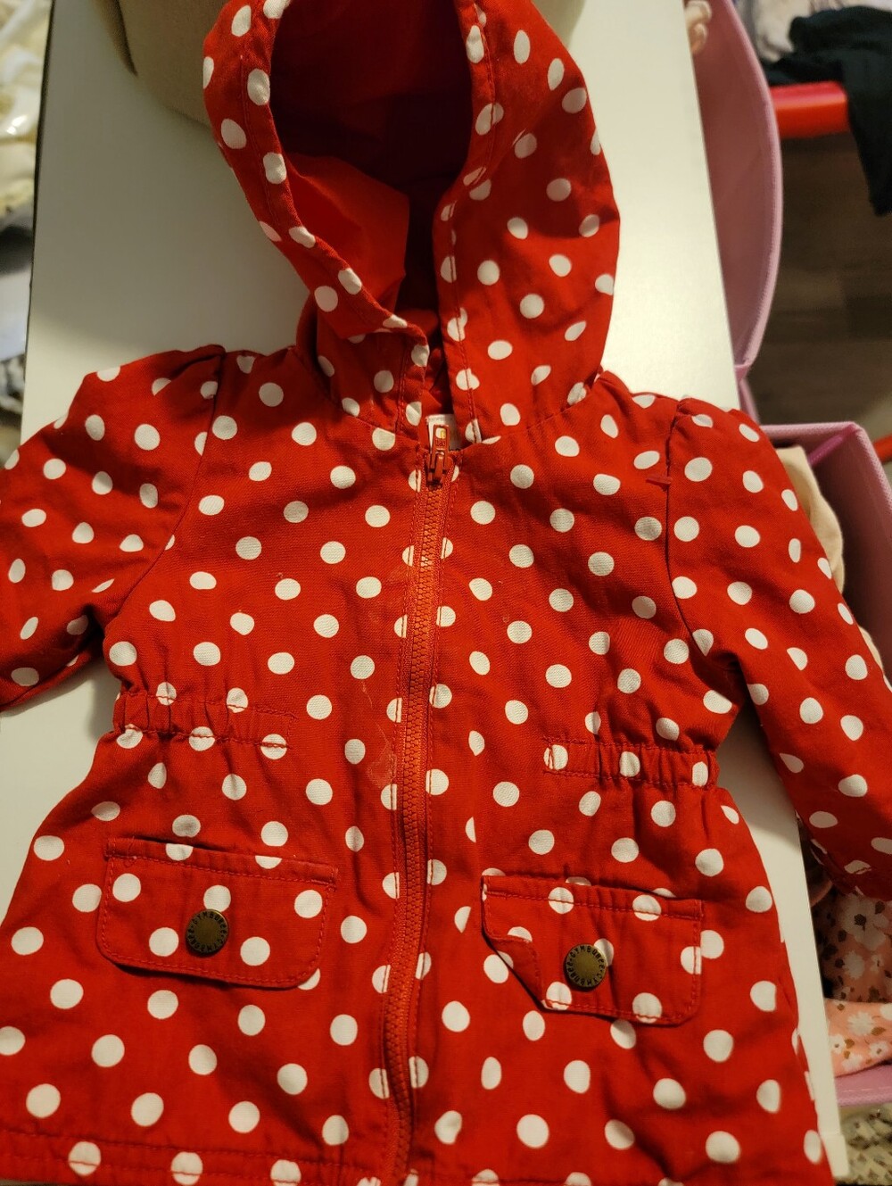 Gymboree Red Baby Hooded Jacket with White Polka Dots
